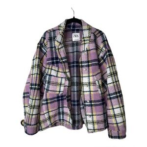 ZARA Lavender Plaid Oversized Shirt Jacket | Cozy Shacket